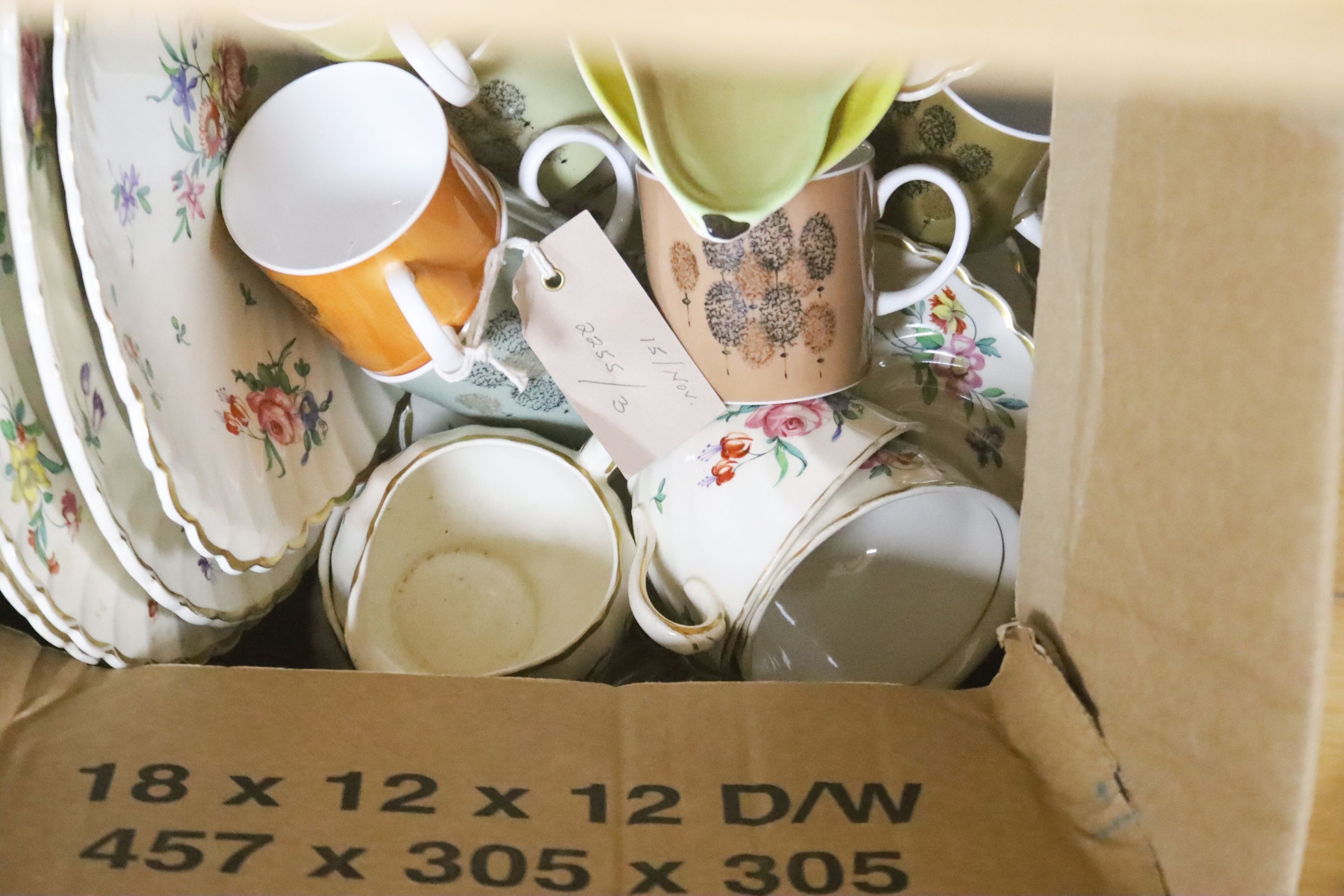 Two part teasets, Susie Cooper and Clarice Cliff, printed